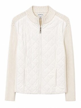 Croft & Barrow Petite Ivory Quilted Zip Front Sweater Jacket PM